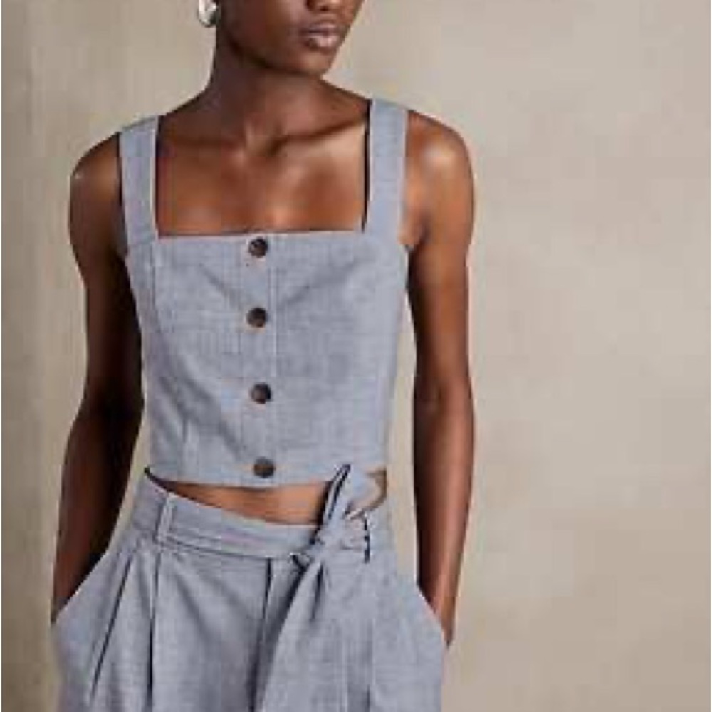 Banana Republic Button Cropped Tank Grey/Blue Size 4
